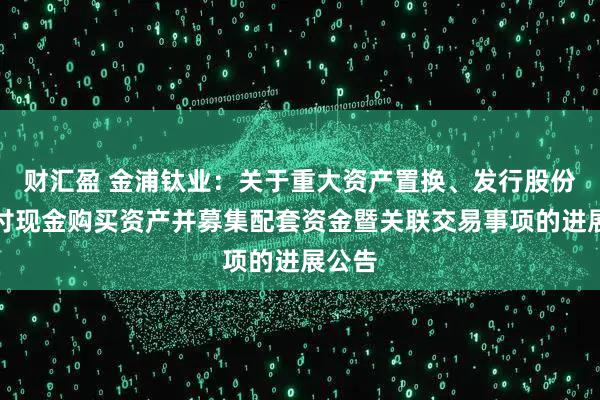 财汇盈 金浦钛业：关于重大资产置换、发行股份及支付现金购买资产并募集配套资金暨关联交易事项的进展公告