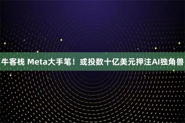 牛客栈 Meta大手笔！或投数十亿美元押注AI独角兽