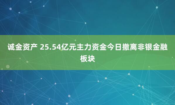 诚金资产 25.54亿元主力资金今日撤离非银金融板块